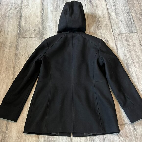 London Fog Black Wool-Blend Short Zip Jacket w/Hood, W's Medium - Picture 7 of 10